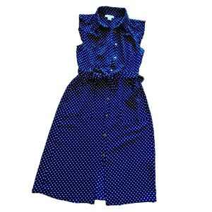 {Monteau} Polka Dot Sleeveless Calf Length Summer Dress